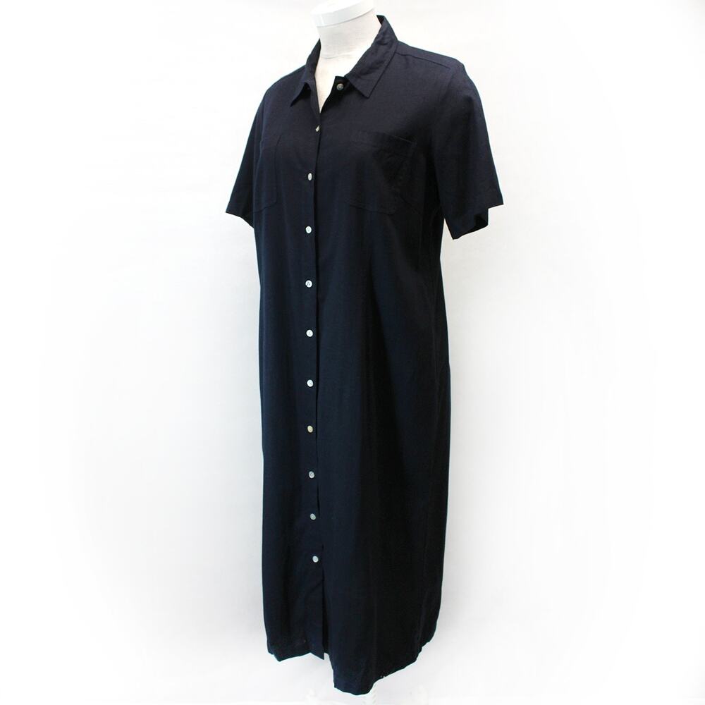 Casual Corner Annex woman Plus linen blend black shirt dress Pocket 16W
